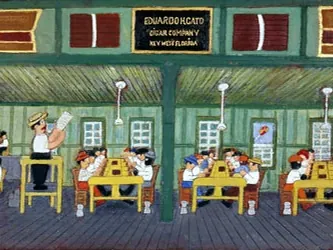 Mario Sanchez carved the life and history of Key West, such as this cigar factory